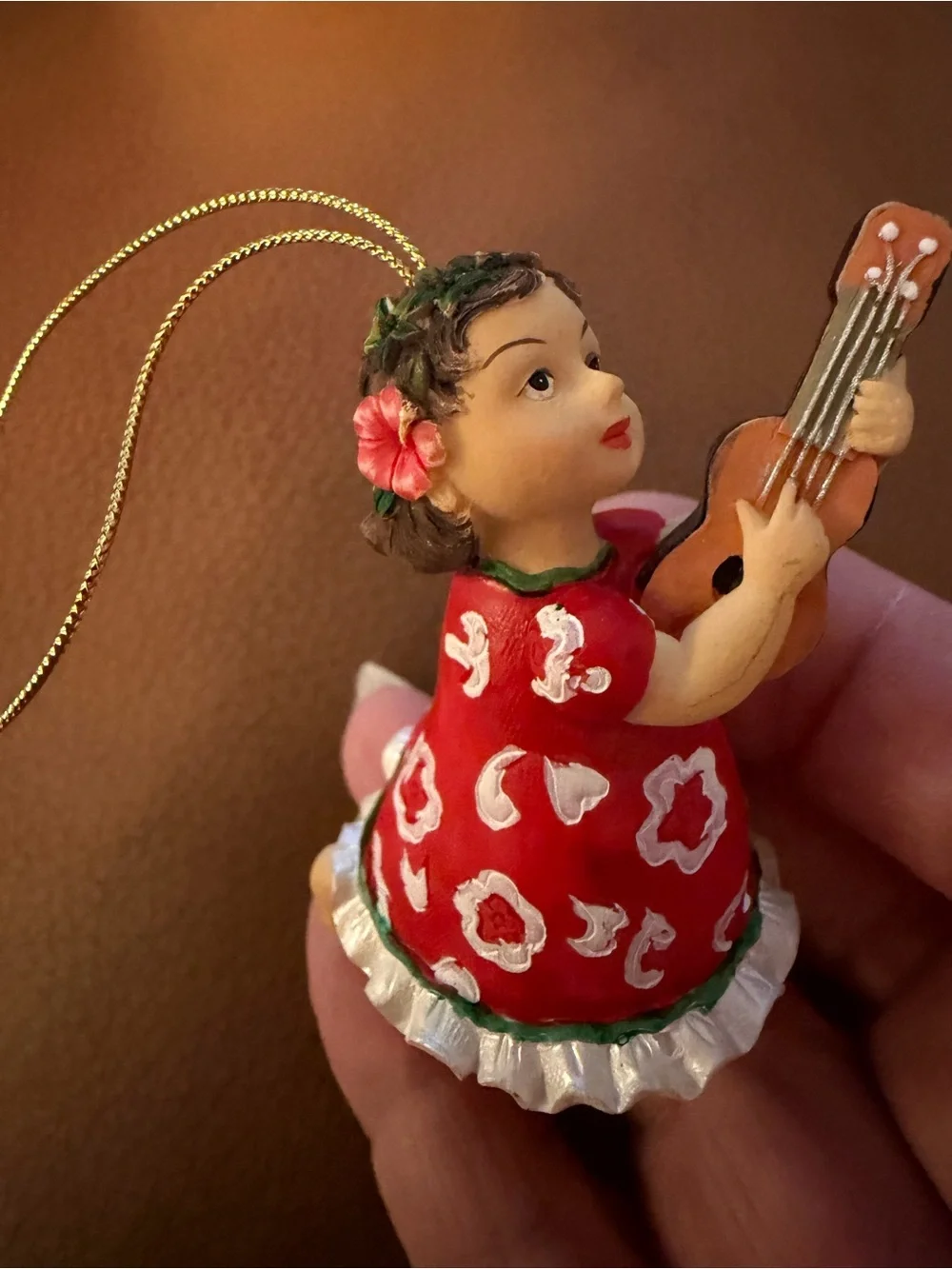 Island Heritage Hawaiian Ornament Girl Red Dress